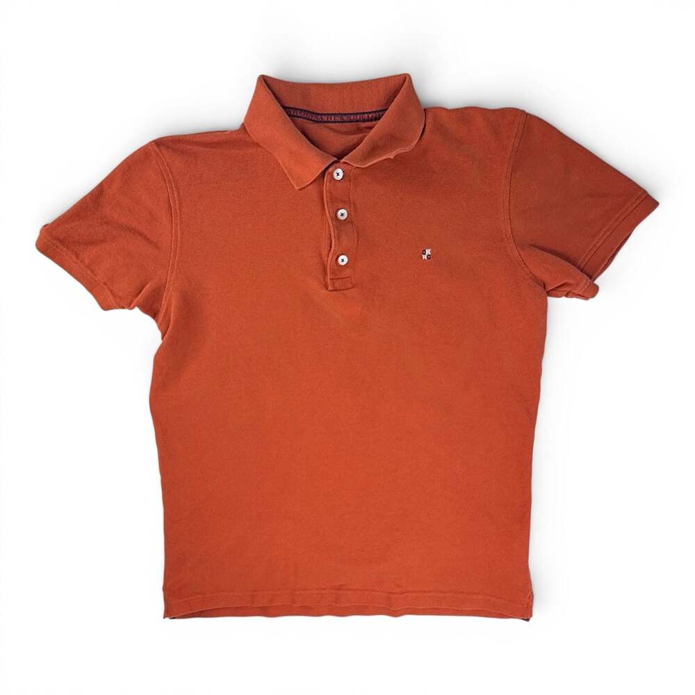 Carolina Herrera CH Logo Pique Polo Shirt Burnt Orange Size XL